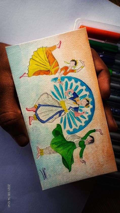 India Related Paintings, Aesthetic Independence Day Drawing, Aesthetic Watercolor Drawing, Independence Day Drawing Watercolor, Meri Mitti Mera Desh Drawing, Independence Day Watercolor Painting, Independence Day Drawing Ideas Creative, Drawings For Independence Day, Independence Day India Painting