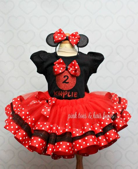 Mini Mouse Dress, Twodles Birthday, Mickey House, Minnie Mouse Birthday Outfit, Minnie Mouse Tutu, Mouse Outfit, Glitter Tee, Minnie Mouse Outfits, Aurora Dress