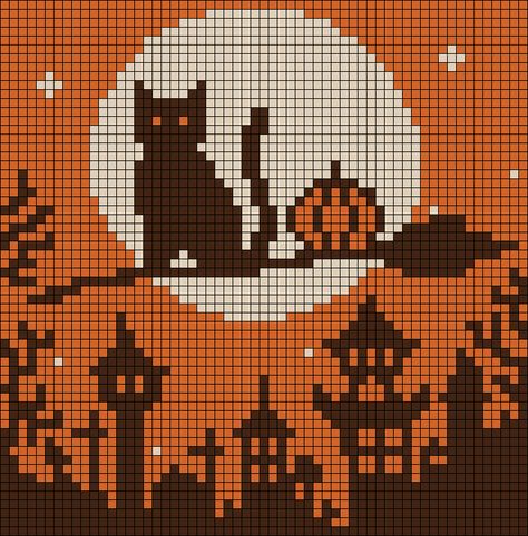 Jack O Lantern Alpha Pattern, Autumn Tapestry Crochet, Black Cat Tapestry Crochet, Fall Tapestry Crochet Patterns, Crochet Halloween Graph, Crochet Alpha Pattern Halloween, Fall Tapestry Crochet Pattern, Alpha Patterns Crochet Halloween, Fall Crochet Grid