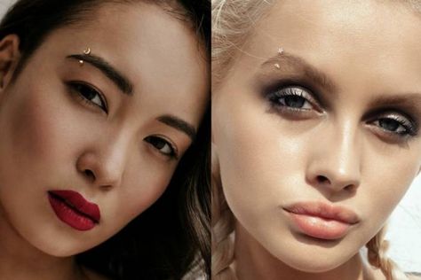 Getting an eyebrow piercing is a big decision. Here's what you need to know about cost, pain level, healing time, aftercare, and jewelry. Eyebrow Piercing Horizontal, Eyebrow Piercing Girl, Eyebrow Piercing Jewelry, Double Ear Piercings, Face Piercings, How To Draw Eyebrows, Piercing Aftercare, Clear Eyes, Facial Piercings