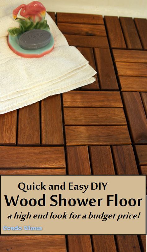 Wood Shower Floor, Shower Wood Floor, Teak Shower Floor, Bathroom Shower Floor, Shower Floor Mat, Wood Deck Tiles, Outdoor Decking, Ikea Outdoor, Teak Flooring