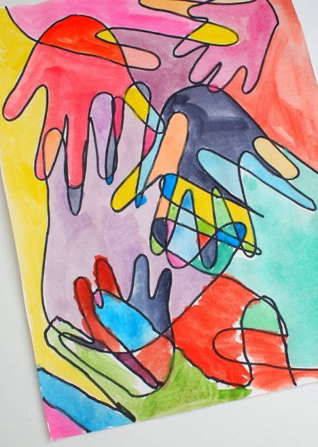 Our family hand print art- made using all the family members hands Family Crafts Together, Crafts To Do As A Family, Our Class Is A Family Art Project, Hands On Art Projects, Family Hands Art, Family Hand Print Ideas, Art About Family, Family Art Activities, Family Hand Print Art