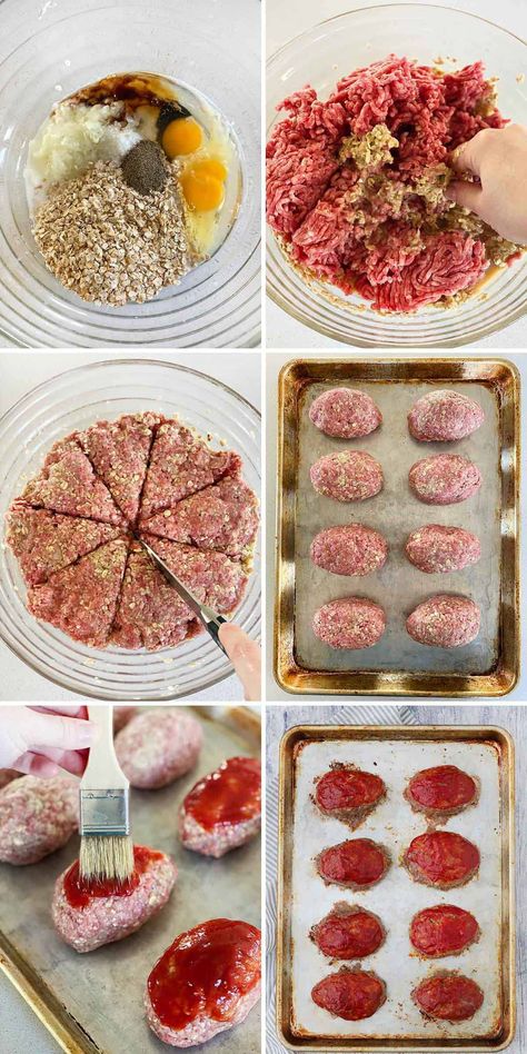 Gluten Free Mini Meatloaf, Meatloaf Recipes With Oats, Small Meatloaf Recipe, Freeze Meatloaf, Meatloaf With Breadcrumbs, Meatloaf With Oats, Mini Turkey Meatloaf, Meatloaf Oatmeal Recipe, Gluten Free Meatloaf Recipe