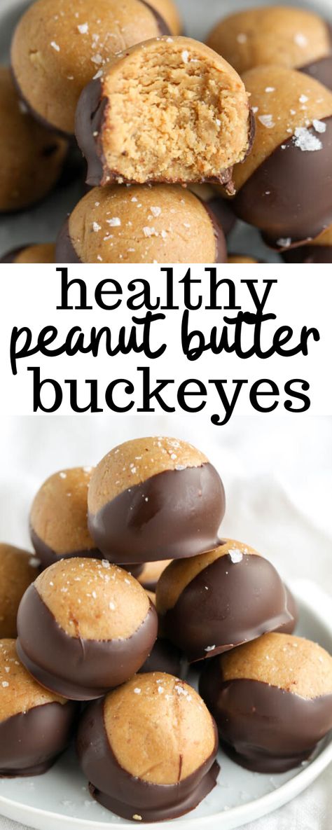 Healthy Buckeyes, Diy Protein Bars, Peanut Butter Buckeyes, Buckeyes Recipe, Healthy Peanut Butter, Healthy Sweets Recipes, Lost 100 Pounds, Deilig Mat, I Quit