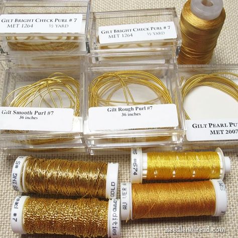 Goldwork Embroidery Supplies for an embroidered frame Diy Techniques And Supplies, Gold Work Embroidery, Advanced Embroidery, Diy Techniques, Creative Embroidery, Embroidery Designs Fashion, Embroidery Supplies, Gold Work, Gold Embroidery