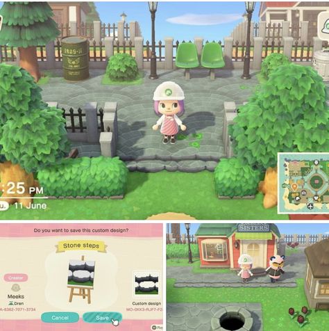 Animal Crossing Curb Design, Patio Animal Crossing, Acnh Patio Design Code, Animal Crossing Sidewalk Design, Path Border Animal Crossing, Acnh Stepping Stone, Path Design Animal Crossing, Animal Crossing Paths, Ac Pattern