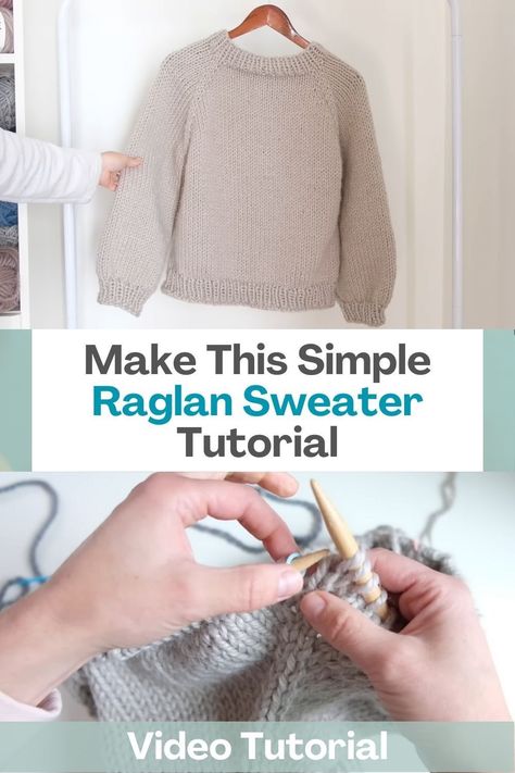 Looking for a knitting project that's both easy and stylish? Look no further! Our comprehensive video tutorial will show you how to knit a gorgeous raglan sweater from scratch, no matter your skill level. Whether you're a seasoned pro or just starting out, this project is perfect for you. Our simple design is easy to follow, yet still provides a satisfying challenge that's sure to leave you feeling proud of your creation. But that's not all - this sweater pattern is made with chunky yarn... Chunky Sweater Pattern Knitting, Basic Pullover Knitting Pattern, Chunky Raglan Sweater Knitting Pattern, Simple Jumper Knitting Pattern, Raglan Sleeve Pattern Knitting Free, Easy Beginner Knit Sweater, Beginner Chunky Knit Sweater Pattern Free, Free Worsted Weight Sweater Knitting Patterns, Basic Knit Sweater Pattern Free