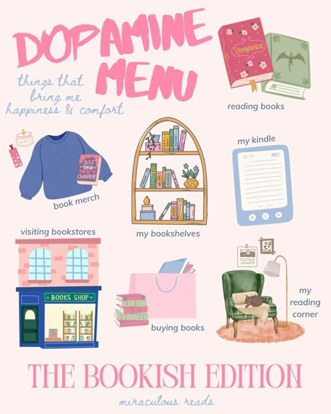 my dopamine menu �💐📖🎀 i’ve seen this trend going around and knew it had to put something together for it🥹💓 there’s A LOT of stuff on my dopamine menu but it was so hard to pick just a few- so many things make me so happy and for that i am extremely lucky🫶🏻✨ -> what things are on your dopamine menu?? 💐💫📖 #bookishpost #bookishaesthetic #readingaesthetic #bookstagrammers #cozyaesthetic #favorites #graphicdesign Dopamine Journal, Dopamine Menu Ideas, Never Trust Anyone, Random Products, Personal Journal, Book Things, Cozy Aesthetic, Reading Corner, Menu Ideas