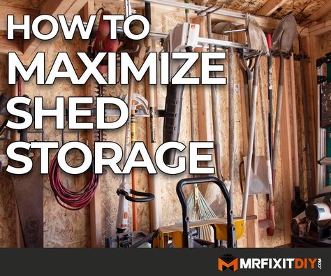 Storage Building Organization, Tool Shed Organizing, Shed Shelving, Outdoor Tool Storage, Garden Shed Interiors, Shed Landscaping, Carport Sheds, Yard Sheds, Workshop Shed