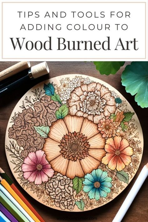 #art #design #woodenart How To Paint Wood Burning Projects, Woodburning And Painting, Pyrography Project Ideas, Pyrography With Color, Pyrography And Paint, Easy Wood Burning Ideas Simple, Simple Pyrography Designs, Simple Wood Burning Designs, Wood Burning Craft Ideas