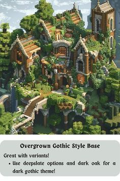 Minecraft Builds Inspiration, Minecraft Building Ideas Overgrown, Minecraft Hill Side House, Minecraft Hobbit House Ideas, Minecraft Build House Ideas, Minecraft Gothic Cottage, Gothic Buildings Minecraft, Dark Oak Castle Minecraft, Gothic Style Minecraft Builds