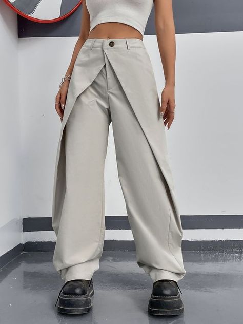 Ropa Upcycling, Mode Kimono, Shein Icon, Pleated Trousers, Women Pants, Pleated Pants, Teen Fashion Outfits, Grey Fashion, High Waisted Pants