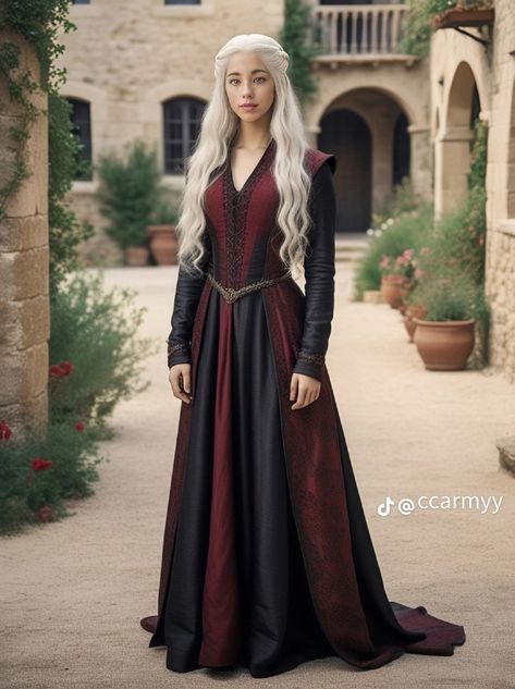 Medieval Pregnancy Dress, House Targaryen Outfit, House Of The Dragon Inspired Outfits, Targaryen Inspired Dress, Targaryen Outfit Dresses, House Dayne Aesthetic, House Of The Dragon Dresses, Velaryon Dress, Rhaenyra Targaryen Outfit