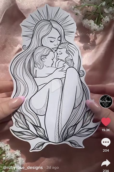 Mermaid Mother Tattoo, Child Tattoo Ideas For Women, Mum Tattoos, Tattoo Future, Mutterschaft Tattoos, Motherhood Tattoos, Traditional Heart, Twin Tattoos, Baby Tattoo Designs