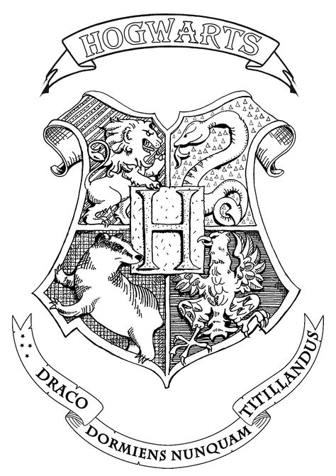 Symbol, emblem, seal, sign, logo or flag of Hogwarts : School of Witchcraft and Wizardry in Harry Potter books., From the gallery : Books Harry Potter Kawaii, Harry Potter Coloring Book, Harry Potter Case, Harry Potter Sketch, Harry Potter Coloring Pages, Harry Potter Symbols, Harry Potter Colors, Imprimibles Harry Potter, Glume Harry Potter