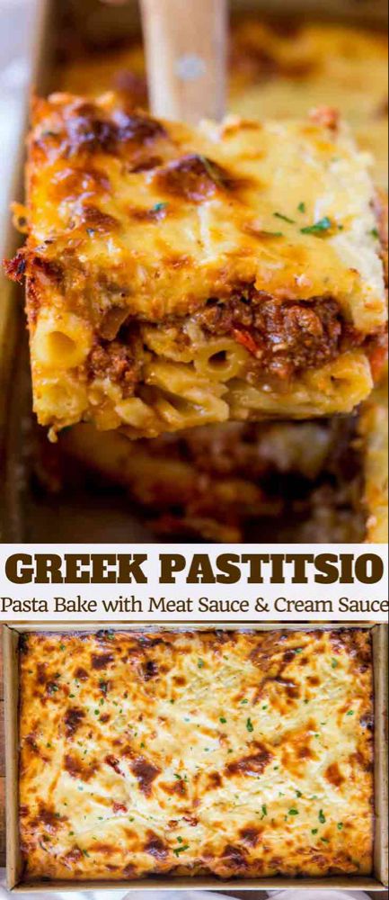 Greek Pastitsio Bake with penne pasta, seasoned ground beef and a rich béchamel sauce baked in the oven until crispy. | #pasta #pastabake #greek #groundbeef #lamb #dinnerthendessert #mealprep #dinnerrecipes Greek Pastitsio, Greek Pastries, Béchamel Sauce, Greek Foods, Seasoned Ground Beef, Greek Pasta, Baked Dinner, Scandinavian Food, Greek Cooking