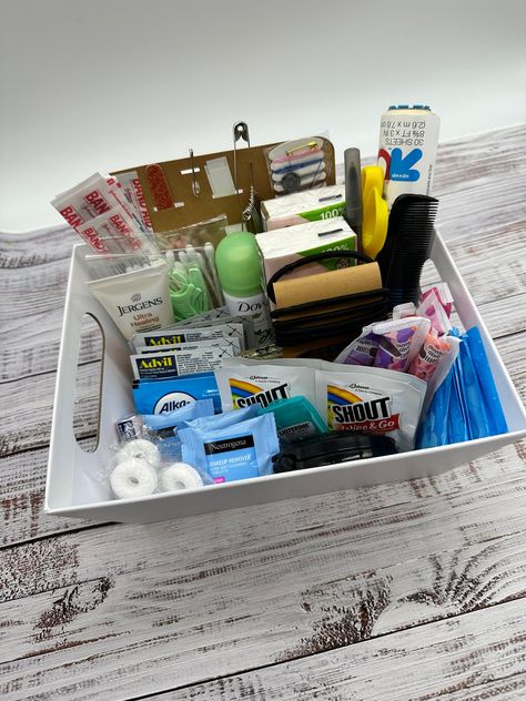 Personalized Bridal Bathroom Emergency Kit - Wedding day Essentials – Craftingisadreamjob Bathroom Emergency Kit, Wedding Reception Bathroom Baskets, Bathroom Gift Basket, Reception Bathroom Basket, Wedding Reception Bathroom, Guest Welcome Baskets, Bridal Emergency Kits, Bathroom Basket Wedding, Being A Bridesmaid