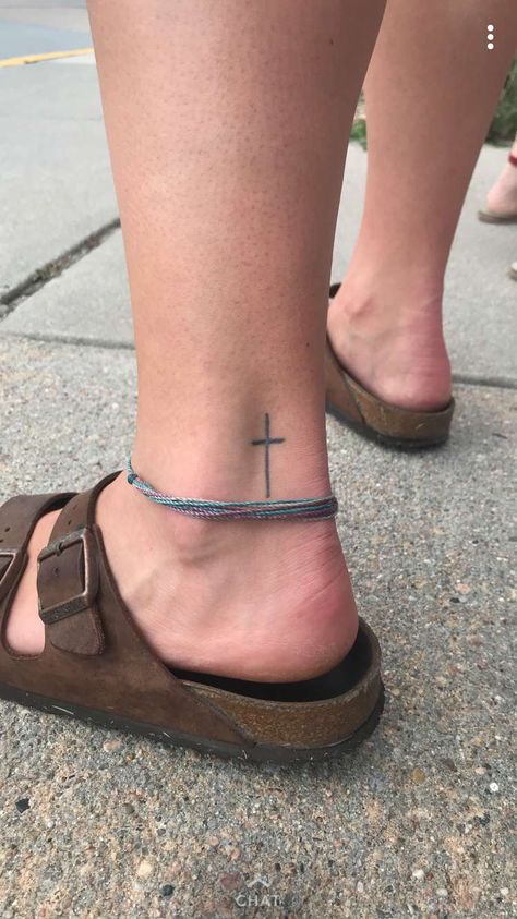 Cross Foot Tattoo, Cross Tattoos For Women Ankle, Cross Ankle Tattoos For Women, Ankle Cross Tattoos For Women, Cross On Ankle Tattoo, Cross On Ankle, Ankle Cross Tattoo, Cross Tattoo On Ankle, Small Cross Tattoos For Women