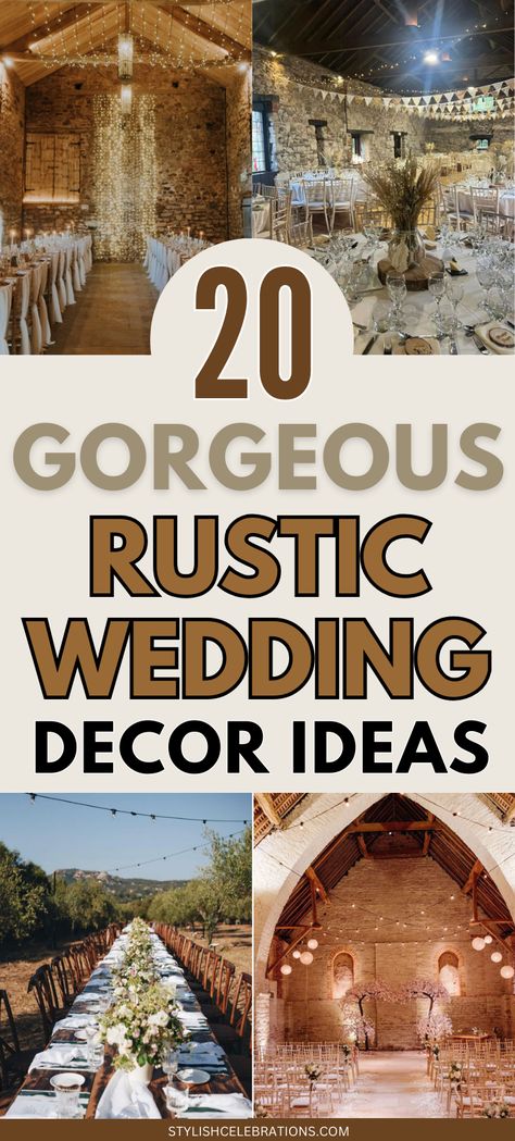 20 Gorgeous Rustic Wedding Decor Ideas Spring Weddings Rustic, Upscale Rustic Wedding, Wedding Decor Boho Rustic, August Rustic Wedding, Barn Decorating Ideas Wedding, Rural Wedding Ideas, Elegant Rustic Wedding Ideas, Country Wedding Decor Ideas, Earthy Wedding Decor