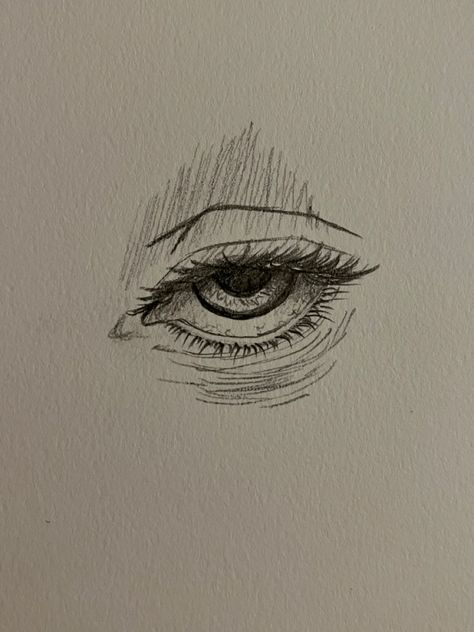 Quick sketch of an eye that looks tired Quick Eye Sketch, How To Drown Eye, Tried Eyes Drawing, Random Sketches Aesthetic, Quick Sketch Ideas Simple, Eye Looking Up Drawing, Eye Sketches Aesthetic, How To Draw Tired Eyes, Cold Eyes Drawing