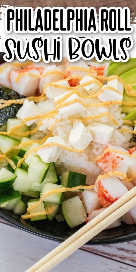 Philadelphia Roll Sushi, Philadelphia Roll, Sushi Bowl Recipe, Sushi Bowls, Sushi Recipes Homemade, Roll Sushi, Healthy Bowls Recipes, Prep Lunch, Sushi Bowl