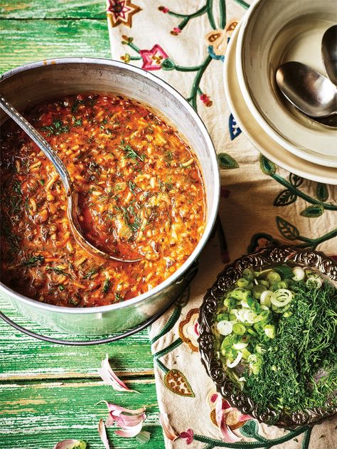 Bazaar by Sabrina Ghayour | Cookbook Corner | Nigella Lawson Persian Soup, Best Lentil Recipes, Puy Lentils, Carrot And Lentil Soup, Olive Magazine, Spiced Lentils, Hearty Soup Recipes, Persian Cuisine, Food Vegetarian