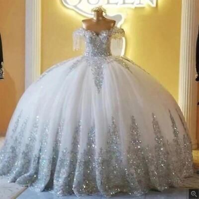 Silver Quinceanera Dresses, Sparkly Ball Gown Wedding Dress, Sparkly Ball Gown, White Quinceanera Dresses, Quinceanera Dresses Red, Quinceanera Dresses Gold, Quinceanera Themes Dresses, Off Shoulder Ball Gown, Quinceanera Dresses Pink