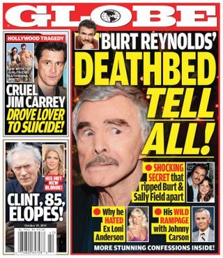 Globe Celebrity Gossip News, Sally Field, Smokey And The Bandit, 50th Birthday Funny, Burt Reynolds, Cool Magazine, Gossip News, Jim Carrey, October 19