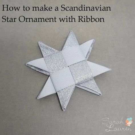 Ribbon Star Ornament, Ribbon Star Diy, Scandinavian Star Ornament, Scandinavian Star, Christmas Button Crafts, Elderly Crafts, Christmas Ribbon Crafts, Grosgrain Ribbon Crafts, Ribbon Star