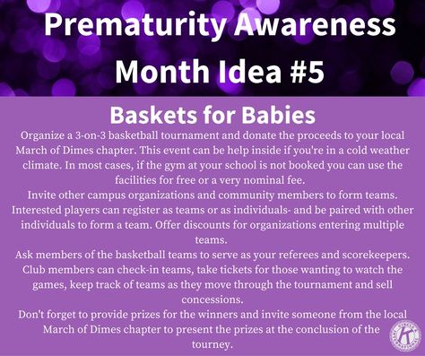 Baskets for Babies- March of Dimes, Prematurity Awareness Month March Of Dimes Fundraising Ideas, Prematurity Awareness Month, Prematurity Awareness, Month Ideas, Key Club, March Of Dimes, Preemies, Fundraising Ideas, Baby Organization