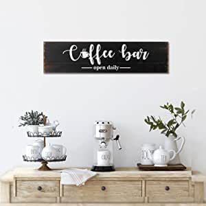 Wooden Coffee Bar, Coffee Station Decor, Coffee Bar Accessories, Rustic Accessories, Farmhouse Coffee Bar, Coffee Bar Sign, Retro Farmhouse, Coffee Bar Decor, Accessories Wall