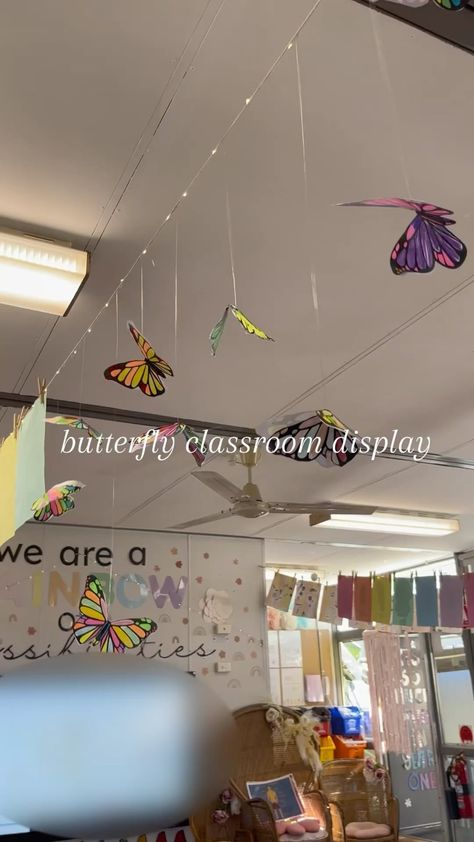 | butterfly classroom display 🦋 this was a BIG hit when I shared them on my stories so here's some insight on how we made them ✨ happy to… | Instagram Garden Classroom Theme, Graphic Design Classroom, Butterfly Classroom Theme, Classroom Affirmations, Butterfly Classroom, English Classroom Displays, Primary Classroom Displays, Teacher Barbie, Butterflies Classroom