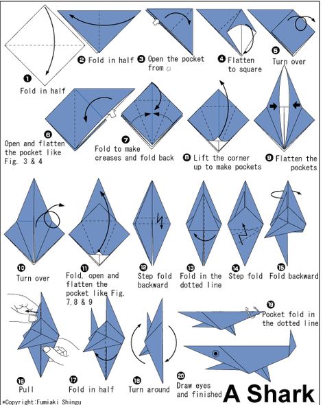 Origami Shark Origami Ocean, Origami Shark, Origami Yoda, Origami Star Box, Origami Diagrams, Origami Artist, Kids Origami, Origami For Beginners, Origami Dragon