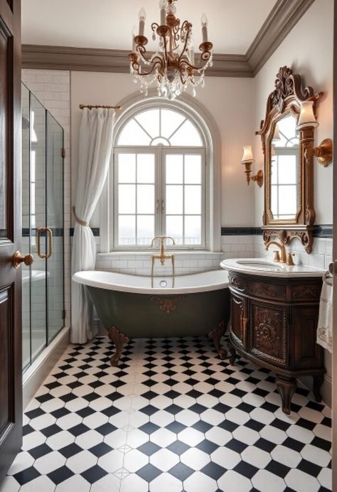 15+ Smart Bathroom Makeover Ideas That Scream Luxury Victorian Inspired Bathroom Master Bath, Large Victorian Bathroom, Separate Shower And Tub, Victorian House Bathroom, 1920s Bathroom, Victorian Bathrooms, Bathroom Makeover Ideas, Inexpensive Bathroom Remodel, Pretty Houses