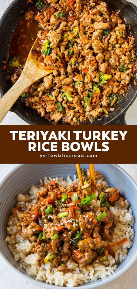 Hearty Soups Teriyaki Turkey Rice Bowl, Turkey Rice Bowl, Teriyaki Turkey, Ground Turkey Recipes Easy, Healthy Turkey Recipes, Turkey Rice, Ground Turkey Recipes Healthy, Healthy Ground Turkey, Healthy Turkey