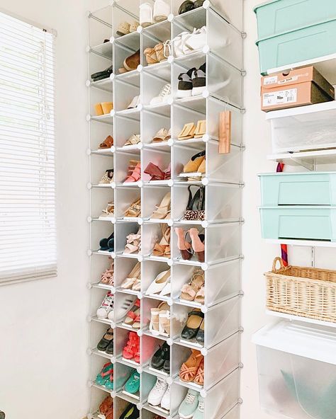 29 Shoe Closet Organization Ideas for Chic & Tidy Spaces in 2024 - placeideal.com Home Shoe Organization, Shoe Storage Ideas Closet, Shoe Closet Organization, Closet Shoe Organization, Shoe Organization Ideas, Tiny Entryway, Bedrooms Luxury, Ideas For Small Bedrooms, Small Apartment Organization