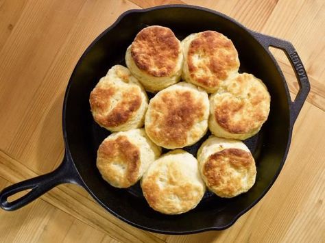 Get Grapevine KY Buttermilk Biscuits Recipe from Food Network Jeff Mauro, Strawberry Shortcakes, Buttermilk Biscuits Recipe, Biscuit Bread, Biscuit Rolls, Biscuits Recipe, Buttermilk Biscuits, Cast Iron Cooking, Breakfast Breads