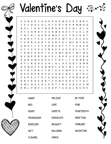 Free Valentine's Day Word Search Valentine Word Search, Elementary Valentines, Valentines Word Search, Valentine Worksheets, Valentines Puzzles, Free Printable Word Searches, Valentine Art Projects, Valentine Printables, Valentines Day Words