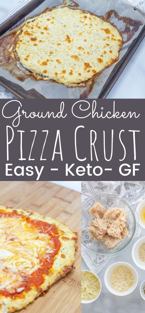 This easy Keto Chicken Pizza Crust is delicious and kid-friendly! An easy way to make pizza crust without the carbs or the bread. Only a few ingredients needed to make this protein pack pizza crust! The easiest chicken pizza crust to make at home. - simplytodaylife.com #KetoPizza #ChickenPizzaCrust #LowCarb #HomemadePizzaCrust #Pizza Ground Chicken Pizza Crust, Ground Chicken Pizza, Keto Chicken Pizza Crust, Chicken Pizza Crust, Pizza Desserts, Easy Pizza Crust, Chicken Crust Pizza, Homemade Pizza Crust, Low Carb Pizza