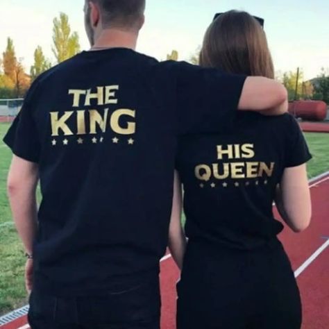 Celebrate your love with our matching Couples King and Queen t-shirt set! Made with soft, high-quality material, these shirts are perfect for showing off your relationship in style. With bold and playful designs, these shirts will bring a smile to your face every time you wear them. Rule your kingdom together with our King and Queen t-shirt set. #hoodie #store #business #businessowner #tshirtdesign #tshirts #tshirtslovers #tshirtslovers #tshirtonline #smallbusiness #shopify #clothing #clothes His Queen, Matching T Shirts, Couple Tees, Queen Tshirt, Straight Dress, Feb 8, Fashion Couple, Sports Suit, Matching Couples