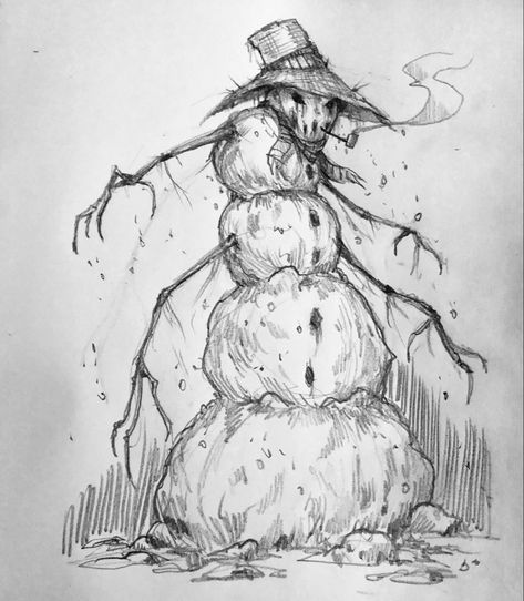 Horror Christmas Drawing, Scary Face Sketch, Scary Christmas Drawings, Creepy Christmas Drawing, Creepy Sketches Scary, Scary Sketches Dark Art, Terrifying Drawing, Winter Drawings Pencil, Winter Drawing Ideas Sketch