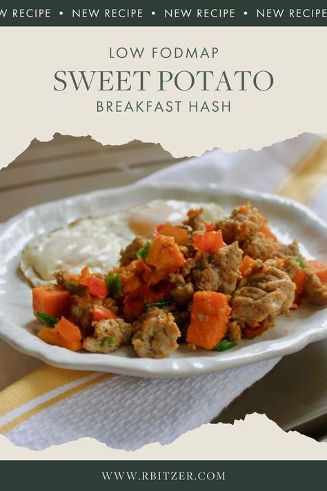 Hash is delicious, so what you do if you need to follow a low FODMAP diet? Give this Low FODMAP Breakfast hash recipe a try! #easy #lowfodmap #glutenfree #healthy Low Fodmap Diet Recipes Breakfast, Quick Low Fodmap Breakfast, Low Fodmap Breakfast Casserole, Low Fodmap Sweet Potato Recipes, Low Fodmap Casserole Recipes, Low Fodmap Recipes Breakfast, Low Fodmap Breakfast Recipes, Fodmap Breakfast Recipes, Fodmap Diet Food Lists