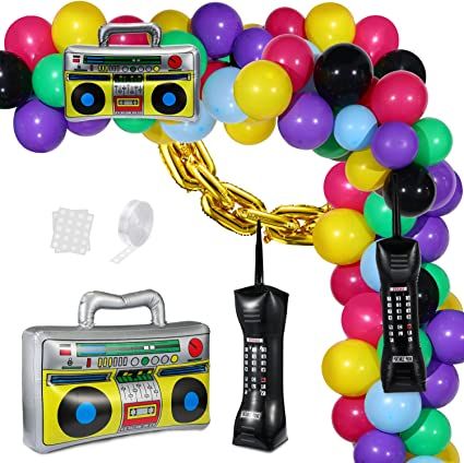 Chain Balloons, 90s Party Decorations, Balloons Backdrop, 80s Birthday, 80s Party Decorations, Ibiza Party, 90s Theme Party, 80s Theme Party, 90s Costume