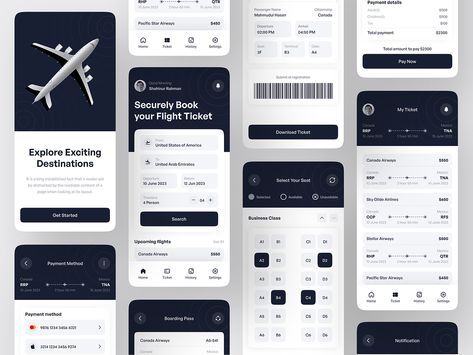 Ticket App Design, Airplane App, Flight Booking App, Flight App, Figma Design, Ui Ux 디자인, Airline Booking, E Ticket, Ios App Design