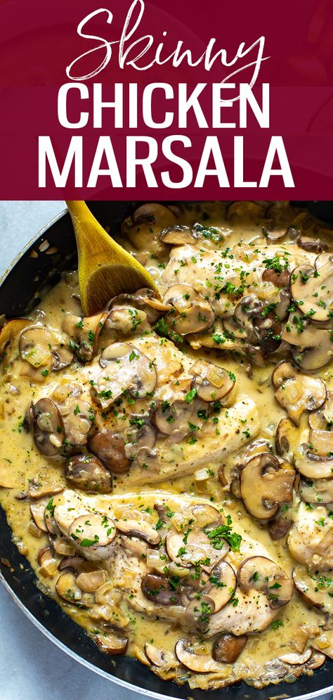 Easy Chicken Marsala, Chicken Marsala Easy, Creamy Mushroom Chicken, Chicken Mushroom Recipes, Marsala Chicken Recipes, Chicken Skillet Recipes, Marsala Wine, Chicken Marsala, Mushroom Chicken