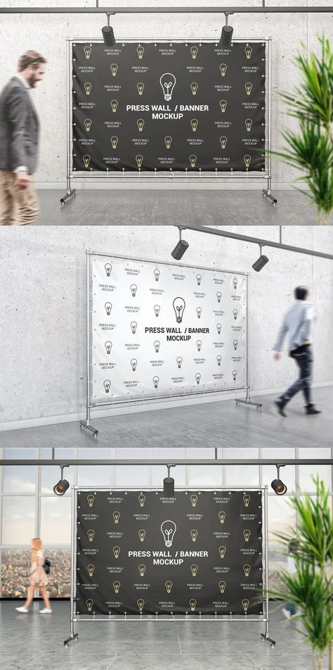 Press Wall / Banner Mockup Event Design Branding, Press Wall, Exhibition Banners, Graphic Design Clothing, Outdoor Advertising Mockup, Banner Mockup, Mockup Wall, Best Photoshop Actions, Pop Up Banner