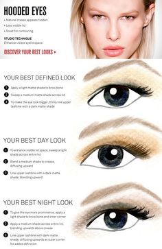 Types of Hooded Eyes | round eyes when you have round eyes and you want to make them look ... Make Up Yeux, Hooded Eye Makeup Tutorial, Hooded Eyelids, Smink Inspiration, Hooded Eye Makeup, Makijaż Smokey Eye, Makeup Hacks, Hooded Eyes, Eye Makeup Tips