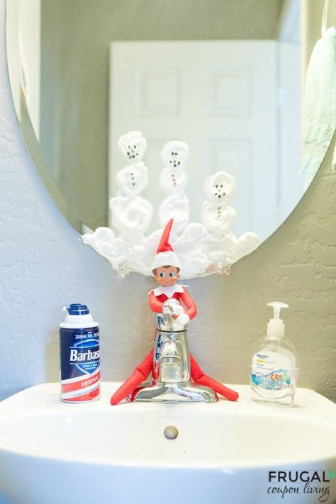 Elf on the Shelf Snowmen in the Mirror Idea | Elf on the Shelf Ideas plus Free Printables #FrugalCouponLiving #ElfontheShelf #ElfontheShelfIdeas #ElfIdeas #funnyelfideas #funnyelfontheshelf #elfprintables #freeelfprintables #printables #freeprintables Elf Yourself Mirror, Elf Mirror, Juleverksted For Barn, Elf Printables, Elf Door, Elf Kit, Awesome Elf On The Shelf Ideas, Elf Magic, Elf Activities