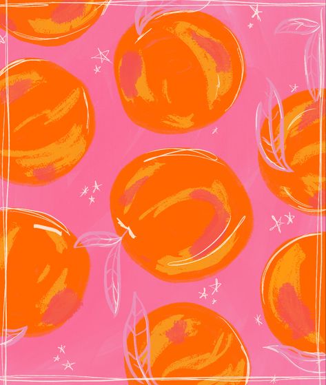 James And The Giant Peach Aesthetic, Peaches Illustration, Apt Aesthetic, Procreate Aesthetic, Peach Poster, Kitchen Paintings, Iphone Decor, Curled Bangs, Xmas Gifts For Mom