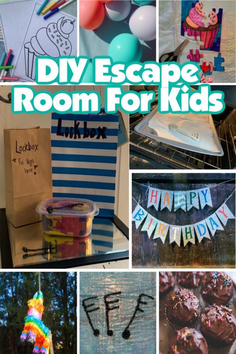 This DIY escape room for kids lets parents create a birthday experience to remember! Create your own puzzles, props, and fun! Diy Escape Room For Kids, Escape Room Birthday Party, Escape Room Themes, Escape Room Ideas, Escape Room Diy, Diy Escape Room, Create Your Own Puzzle, Room For Kids, Escape Room For Kids